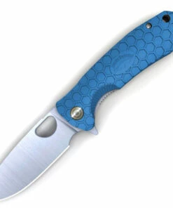Honey Badger Knives Small Flipper HB1024, 2.81" 8Cr13MoV Satin Drop Point Plain Blade, Blue FRN Handle