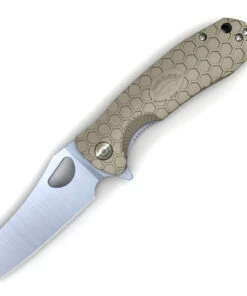 Honey Badger Knives Large Warncleaver Flipper HB1032, 3.63" 8Cr13MoV Satin Warncleaver Plain Blade, Tan FRN Handle