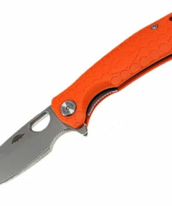 Honey Badger Knives Small Flipper HB1035, 2.81" 8Cr13MoV Satin Drop Point Plain Blade, Orange FRN Handle