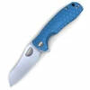 Honey Badger Knives Large D2 Warncleaver Flipper HB1036, 3.63" D2 Satin Warncleaver Plain Blade, Blue FRN Handle