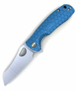 Honey Badger Knives Large D2 Warncleaver Flipper HB1036, 3.63" D2 Satin Warncleaver Plain Blade, Blue FRN Handle