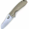 Honey Badger Knives Medium Warncleaver Flipper HB1039, 3.19" 8Cr13MoV Satin Warncleaver Plain Blade, Tan FRN Handle