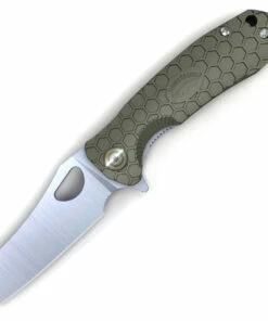 Honey Badger Knives Medium Warncleaver Flipper HB1040, 3.19" 8Cr13MoV Satin Warncleaver Plain Blade, Green FRN Handle