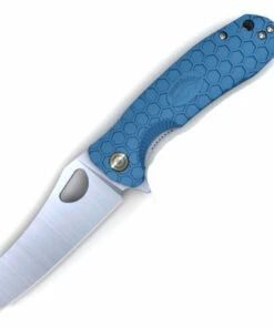 Honey Badger Knives Medium Warncleaver Flipper HB1041, 3.19" 8Cr13MoV Satin Warncleaver Plain Blade, Blue FRN Handle