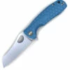 Honey Badger Knives Medium D2 Warncleaver Flipper HB1043, 3.19" D2 Satin Warncleaver Plain Blade, Blue FRN Handle (Black Clip, Black Backspacer)