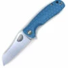 Honey Badger Knives Medium D2 Warncleaver Flipper HB1164, 3.19" D2 Satin Warncleaver Plain Blade, Blue FRN Handle (Silver Clip, Silver Backspacer)