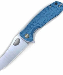 Honey Badger Knives Medium D2 Warncleaver Flipper HB1164, 3.19" D2 Satin Warncleaver Plain Blade, Blue FRN Handle (Silver Clip, Silver Backspacer)