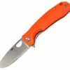 Honey Badger Knives Medium D2 Flipper HB1060, 3.19" D2 Satin Drop Point Plain Blade, Orange FRN Handle