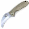 Honey Badger Knives Large Claw Flipper HB1102, 3.38" 8Cr13Mov Claw Smooth Plain Blade, Tan FRN Handle