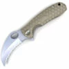 Honey Badger Knives Medium Claw Flipper HB1132, 3.0" 8Cr13Mov Claw Serrated Blade, Tan FRN Handle