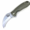 Honey Badger Knives Small Claw Flipper HB1153, 2.75" 8Cr13Mov Claw Serrated Blade, Green FRN Handle