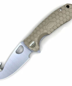Honey Badger Knives Large Hook Flipper HB1252, 3.63" 8Cr13Mov Hook Blade, Tan FRN Handle
