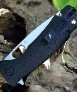 Honey Badger Knives Limited Edition Large Flipper HB1286, 3.63" D2 Stonewashed Drop Point Plain Blade, Black FRN Handle -Buck Knives Sales hb1286.2 97671.1623790765