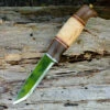 Helle Harding Fixed Blade - Curly Birch, Leather, Darkened Oak (3.9" Triple Laminated Steel Satin) No. 99