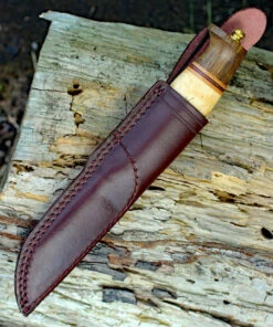 Helle Harding Fixed Blade - Curly Birch, Leather, Darkened Oak (3.9" Triple Laminated Steel Satin) No. 99 -Buck Knives Sales he99 26662.1643238060
