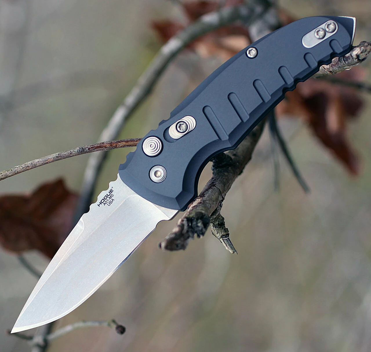 Hogue 24112 A01-Microswitch, 2.75" Drop Point Plain Blade, Matte Grey Aluminum Handle 1 Hogue 24112 A01-Microswitch, 2.75" Drop Point Plain Blade, Matte Grey Aluminum Handle