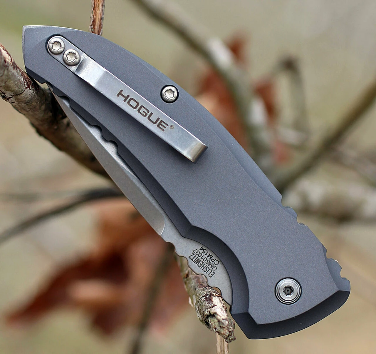 Hogue 24112 A01-Microswitch, 2.75" Drop Point Plain Blade, Matte Grey Aluminum Handle 3 Hogue 24112 A01-Microswitch, 2.75" Drop Point Plain Blade, Matte Grey Aluminum Handle - Image 3