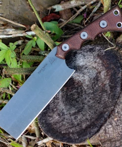 TOPS Nata TNAT-01, 6.50" 1095 Acid Rain Blade, Black Canvas/Brown Burlap Micarta Handle