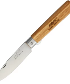 MAM2036A Linerlock Drop Point, 3" Stainless Steel Satin Blade, Oak Handle