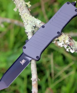 HK Knives HK Mini Incursion OTF Automatic, 2.95" Black PVD Tanto Blade, Matte Grey Aluminum Frame-54042