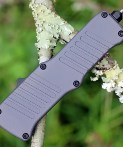 HK Knives HK Mini Incursion OTF Automatic, 2.95" Black PVD Clip Point Blade, Grey Black Aluminum Frame-54052 -Buck Knives Sales image 29004.1572614784