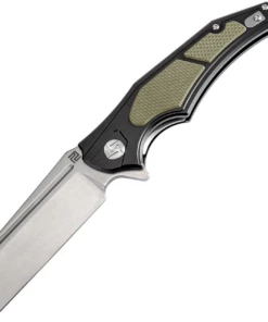 Artisan Cutlery Artisan Apache ATZ1813PBGN, 3.7" D2 Plain Blade, Black/Green Aluminum/G-10 Handle