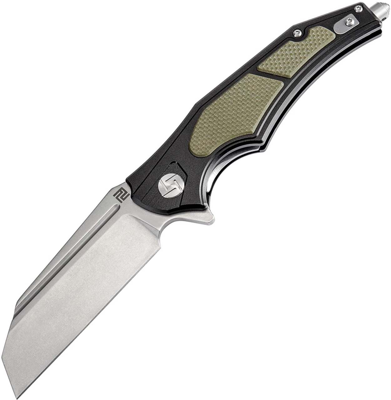 Artisan Cutlery Artisan Apache ATZ1813PBGN, 3.7" D2 Plain Blade, Black/Green Aluminum/G-10 Handle 1 Artisan Cutlery Artisan Apache ATZ1813PBGN, 3.7" D2 Plain Blade, Black/Green Aluminum/G-10 Handle