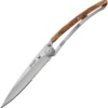 Deejo Knives Deejo Wood 37G one Hand Titanium, 3.75" 420 SS Blade, Juniperwood/Titanium Handle