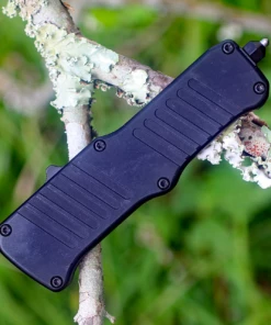 HK Knives HK Mini Incursion OTF Automatic, 2.95" Tumbled Clip Point Blade, Matte Black Aluminum Frame-54050 -Buck Knives Sales image 72033.1572614225