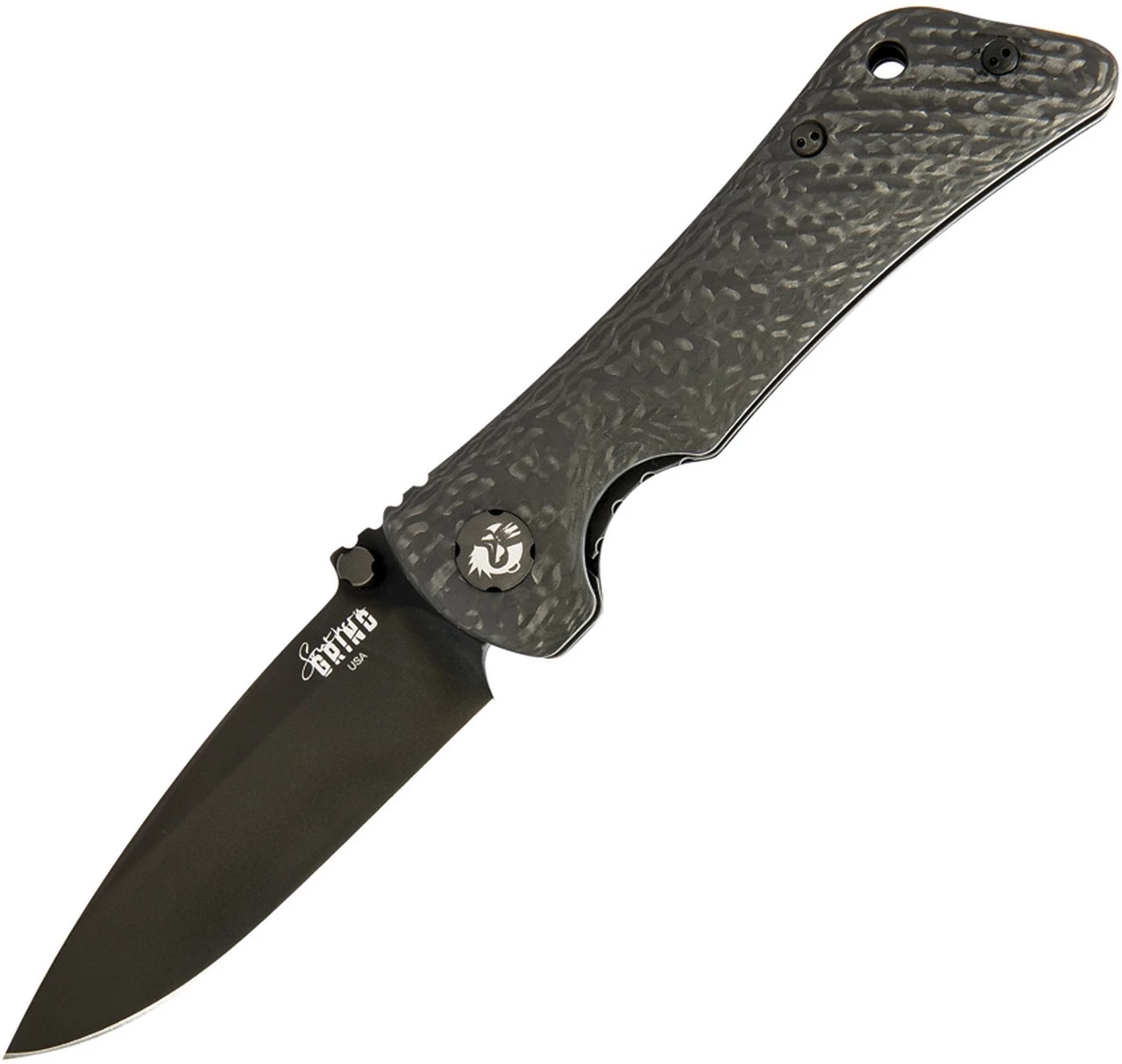 Southern Grind Spider Monkey SG20793, 3.25" S35VN Drop Point Black w/ Carbon Fiber Handle 1 Southern Grind Spider Monkey SG20793, 3.25" S35VN Drop Point Black w/ Carbon Fiber Handle