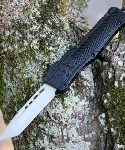 CobraTec Knives LBCTK-1LTNS Tanto Large CTK-1 Black, 3.75" D2 Steel Plain Blade, Aluminum Handle
