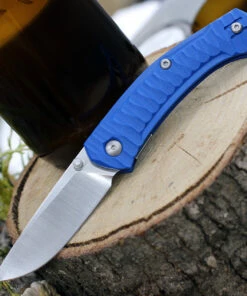 GiantMouse ACE Iona Liner Lock, 2.9" Satin M390 Drop Point Blade, Anso Textured Blue G-10 Handle