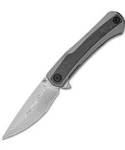 Kansept Knives Kansept Kratos - Marble CF and Titanium (3.79" Damascus) K1024A4