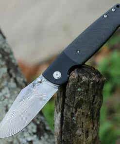 Kansept Knives Kansept Shikari - Blk CF & Ti (4" Damascus) K1027A4