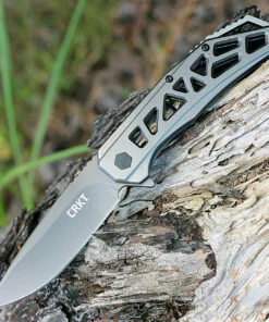 CRKT K330GGP Gusset, 3.5" 8Cr13MoV Plain Blade, Stainless Handles