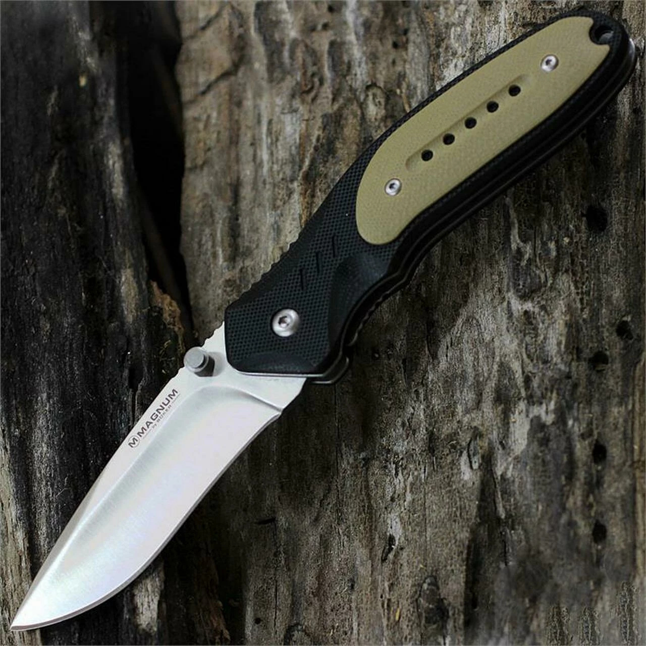 Boker Magnum Ypsilon Folder Liner Lock, Black and Tan G-10 Handle, Plain Edge 01SC421 1 Boker Magnum Ypsilon Folder Liner Lock, Black and Tan G-10 Handle, Plain Edge 01SC421