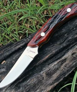 Boker Plus BOP03441 Cowboy Crossdraw, 2.87" 440C SS Plain Blade, Brown Jigged Bone Handle, Brown Leather Sheath