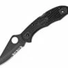 Spyderco Knives Spyderco C11PSBBK Delica 4, 2.875" VG-10 Black Combo Blade, Black FRN Handle