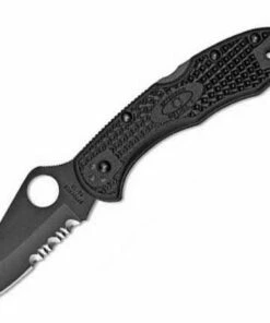Spyderco Knives Spyderco C11PSBBK Delica 4, 2.875" VG-10 Black Combo Blade, Black FRN Handle