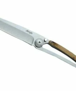 Deejo Knives Deejo DEE1CB002 Wood 37g, 3.75" 420 SS Plain Blade, Juniper Wood Handle
