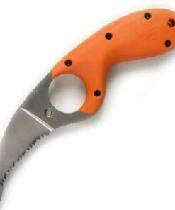 CRKT 2510ER Bear Claw, 2" AUS6M SS Serrated Blade w/Non-Pointed Tip, Orange Zytel Handle