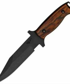Bear Ops BC31004 Close Quarter Combat Fixed Blade, 6" 154CM SS Plain Blade Black Titanium Coating, Cocobolo Handle, Nylon Sheath