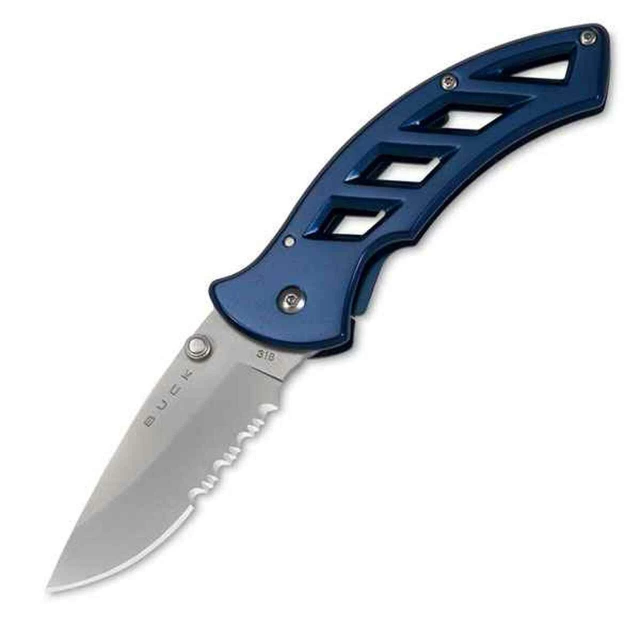 Buck Knives Buck 316BLX Parallex, 2.75" 420HC Combo Blade, Midnight Blue Aluminum 1 Buck Knives Buck 316BLX Parallex, 2.75" 420HC Combo Blade, Midnight Blue Aluminum