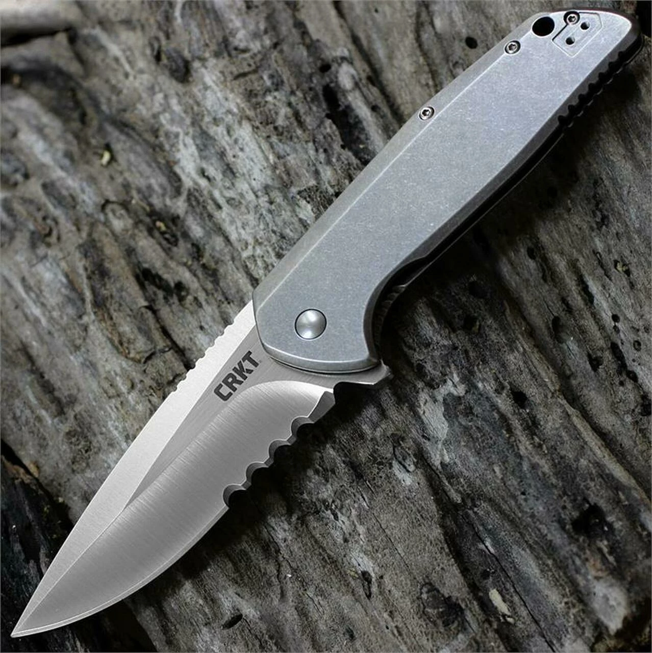 CRKT Columbia River, G.S.D. 3710, Liong Mah Design, 3.32" AUS 8 Combo Blade, Frame Lock 1 CRKT Columbia River, G.S.D. 3710, Liong Mah Design, 3.32" AUS 8 Combo Blade, Frame Lock