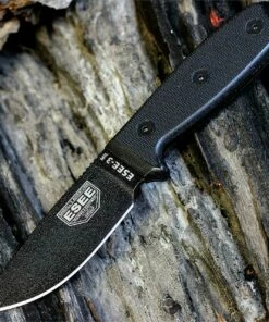 ESEE Knives ESEE 3MIL-P-BLK, Plain Edge, Black Molded Sheath, G-10 Handle, Molle Back