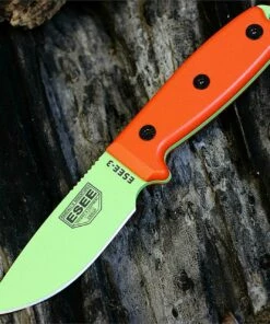 ESEE Knives ESEE 3PM-VG, Plain Edge, Venom Green Blade, Modified Pommel, Orange G-10 Handle, Black Molded Sheath