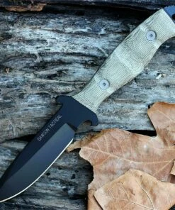 Dawson Knives, 4 in. Raider 5160 Black Cerakote Finish Fixed Blade, Green Micarta Handle