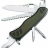 Victorinox Swiss Army Soldier Knife, Green Rubberized Handles