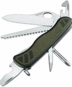 Victorinox Swiss Army Soldier Knife, Green Rubberized Handles