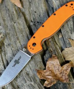Ontario Rat Folder, Satin Blade, Orange Handle, Plain Edge